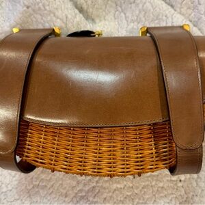 VINTAGE RODO Brown Leather and Wicker Women's Bag